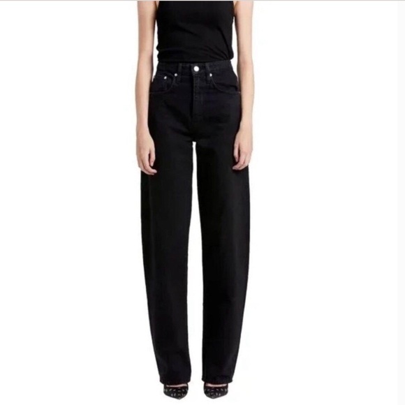 FRAME 23 Extra Long Barrel Jeans Ultra High Rise Women’s Black ELBL726 - Picture 1 of 11